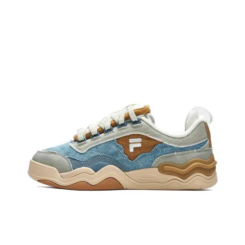 FILA FUSION KICK Wave Bottom Sneakers Износостойкие и Легкие Низкие Кроссовки для скейтбординга Женские Синие Серые