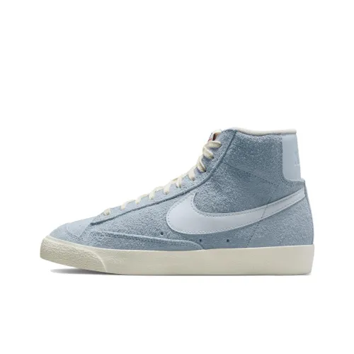 Nike Blazer 77 Vintage 'Синий Замша' Противоскользящие Устойчивые к истиранию MID Топ Скейтборд Кроссовки Женские Синий
