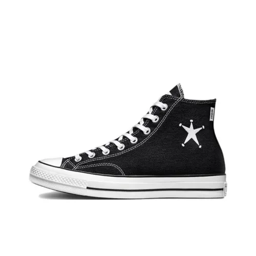 Конверс x Stussy Chuck Taylor All Star противоскользящие устойчивые к истиранию высокие кеды унисекс черный белый