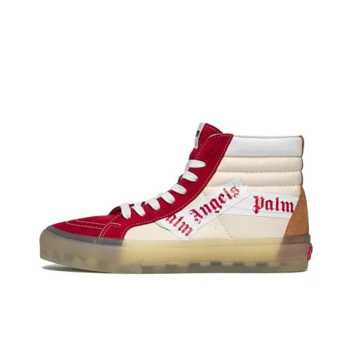 PALM ANGELS x Vans SK8 Vault Reissue VLT LX Износостойкий И Легкий Высокие Кроссовки для скейтбординга Унисекс Красный Белый