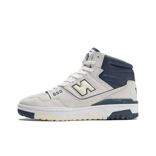 New Balance NB 650 Амортизация Легкий MID Топ Винтажные Баскетбольные Кроссовки Унисекс Белый Синий