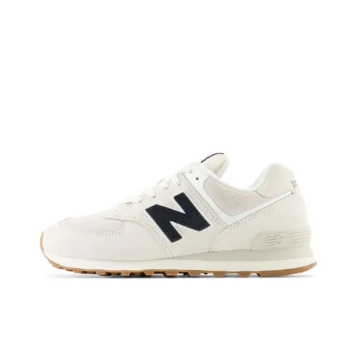 New Balance NB 574 Амортизация Износостойкий Низкий Топ Беговые кроссовки Унисекс Бежево-черный