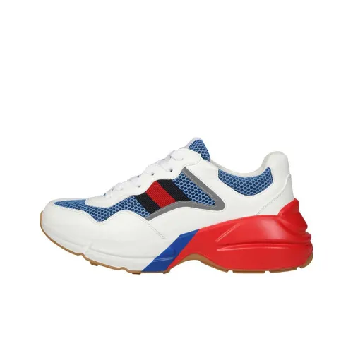 GUCCI Rhyton Low Топ Толстая подошва Кроссовки Мужские Белый Красный Синий