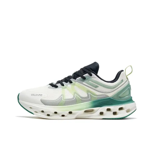 XTEP Shock Absorption Spinning 10,0 Slip Резистентный к истиранию Низкий топ Беговые кроссовки Мужские Белый Зеленый Серый