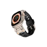 Нержавеющая сталь интерфейс (цвет титана) + фторополимерный ремешок (черный)