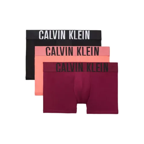 Calvin Klein 3 упаковки Черный + Коралловый Красный + Фиолетовый Мужские боксер-шорты