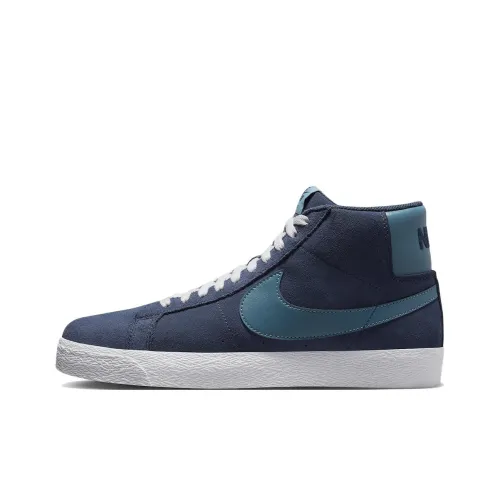nike SB Blazer MID Поверхность противоскользящая устойчивая к истиранию MID Топ Скейтборд Кроссовки Синий