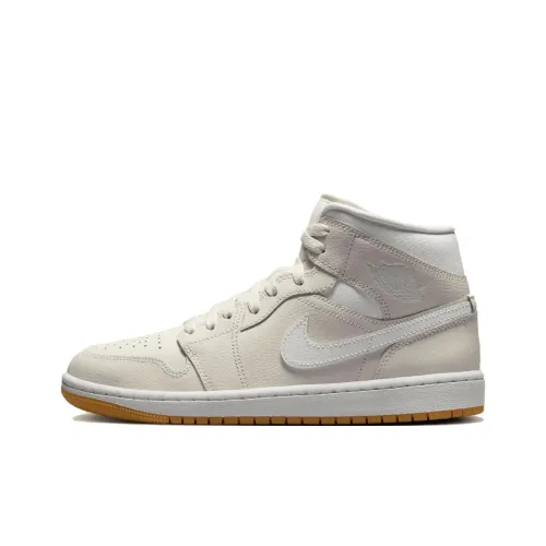 Jordan Air Jordan 1 Нижняя юбка Устойчивая к истиранию MID Топ Винтажные баскетбольные кроссовки Женские Бежевый