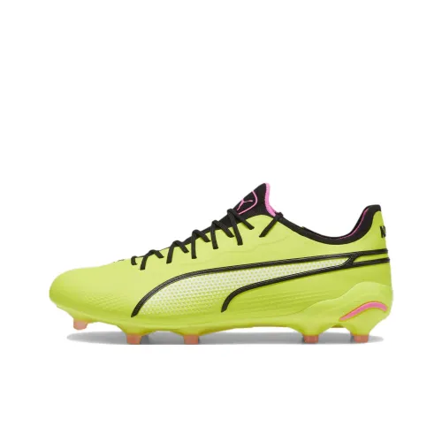 PUMA King Ultimate AG Искусственная трава FG Твердый грунт Искусственные шипы Футбольные бутсы Унисекс Желтый Черный