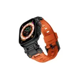 Нержавеющая сталь интерфейс (черный) + фторополимерный ремешок (апельсиновый)