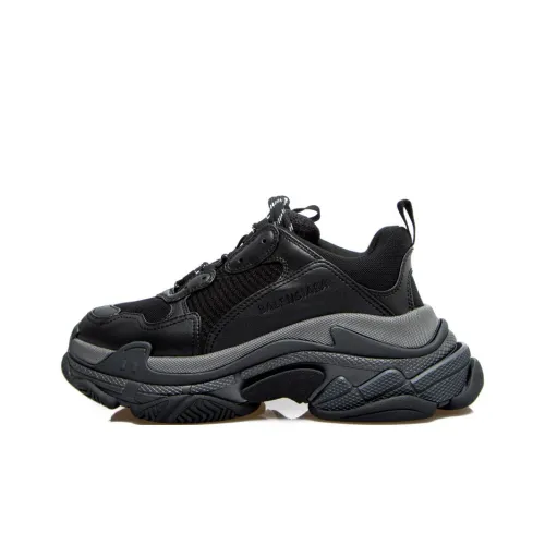 Balenciaga Triple S Low Топ Толстая подошва Кроссовки Мужские Черные