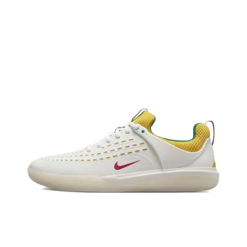 Nike SB Nyjah 3 PRM Slip-Resistant Abrasion-Resistant Low-Top Skateboard Shoes Unisex White Yellow