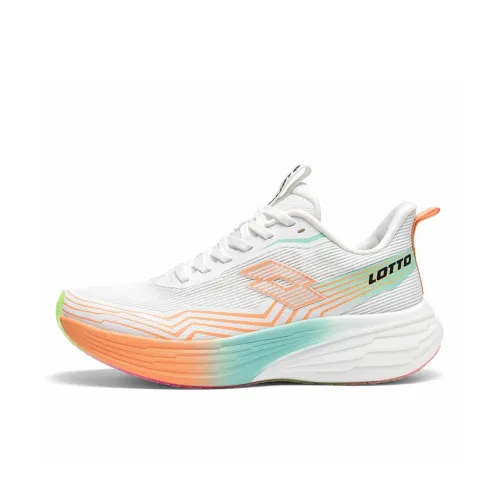 LOTTO Slip-resistant Abrasion-resistant Low Top Carbon Plate Training Running Shoes Women's White Peach Green