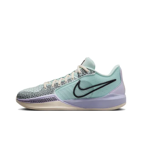 Nike Sabrina 1 Slip Resistant Abrasion Resistant Low Топ Баскетбольные кроссовки Women's Silver Green Asian Version