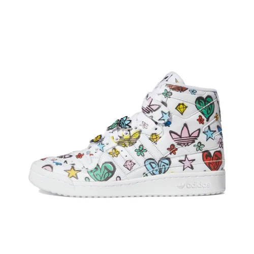 JEREMY SCOTT x Adidas Originals FORUM 84 Hi Monogram Высокие Кроссовки для скейтбординга Унисекс Белые