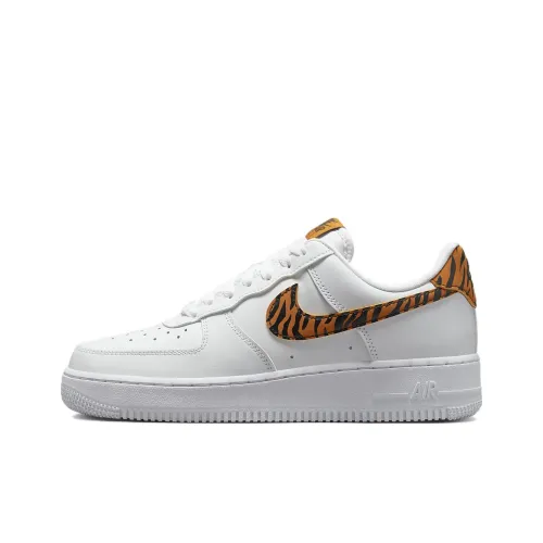 Nike Air FORCE 1 Low Топ Скейтборд Кроссовки Женские Белые Желтые Черные с Тигровым Принт