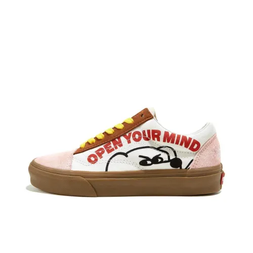 Fever Собака x Vans Old Skool Collection Устойчивые к истиранию Низкие Скейтборд Кроссовки Унисекс Белый Коричневый Розовый