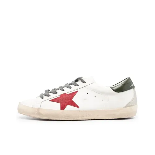 Golden Goose Супер Звезда Низкий Топ Стильный Скейтбординг Мужской Белый Красный Потертый