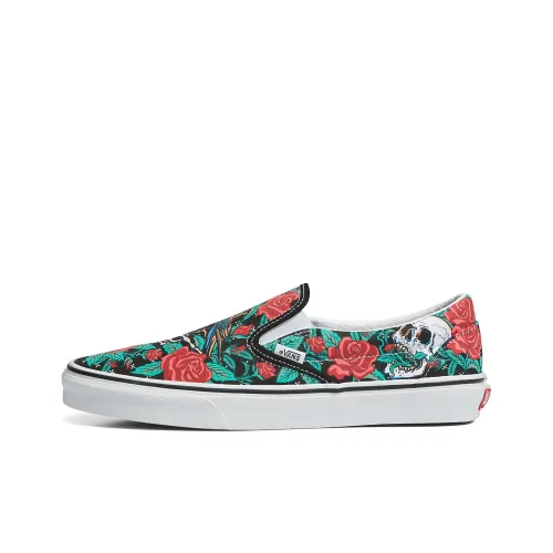Vans Slip On Series Розовый Skulls Low Топ Кроссовки для скейтбординга Унисекс Зеленый красный