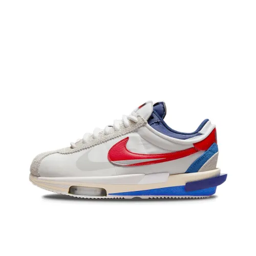 Sacai совместный бренд x Nike Zoom Cortez Low Топ Повседневный Городской Коммутирование Беговые кроссовки Унисекс Белый Красный Синий