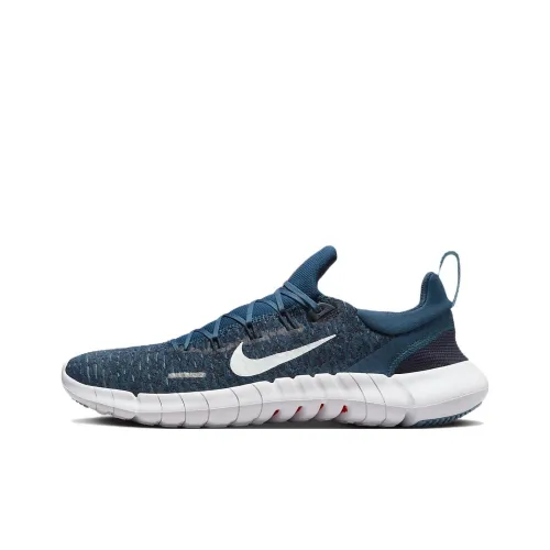 Nike Free Rn 5,0 Амортизаторы Shock противоскользящие устойчивые к истиранию низкий топ беговые кроссовки мужской синий материал пригодный для переработки