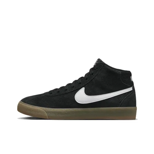 Nike SB Bruin Slip-resistant Shock Absorbers с антискользящими свойствами и устойчивыми к истиранию Высокие Кроссовки для скейтбординга Женские Черные