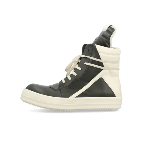 RICK OWENS совместный бренд RO Geobasket Аbrasion Resistant High Топ Скейтборд Кроссовки Мужской Черный Белый