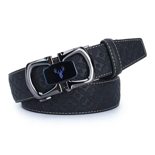 PISHUSHU Бизнес Коммутирование Автоматическая застежка Ремни из коровьей кожи Мужской Черный Ширина 3,5 см