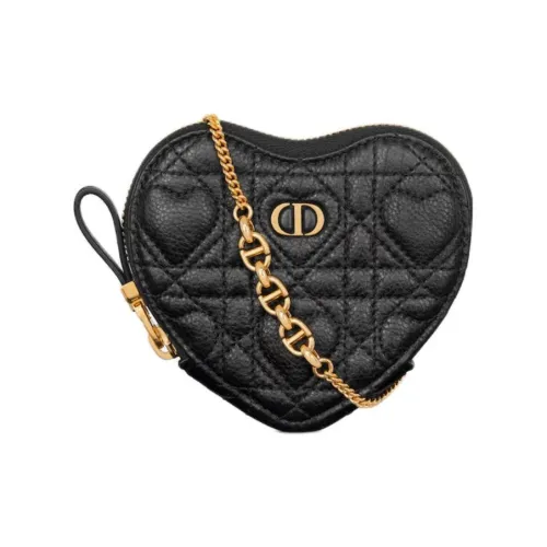 DIOR Caro Телячья кожа Сердце-образная Сумка Ручная Сумка Сумка через плечо Женская Черная