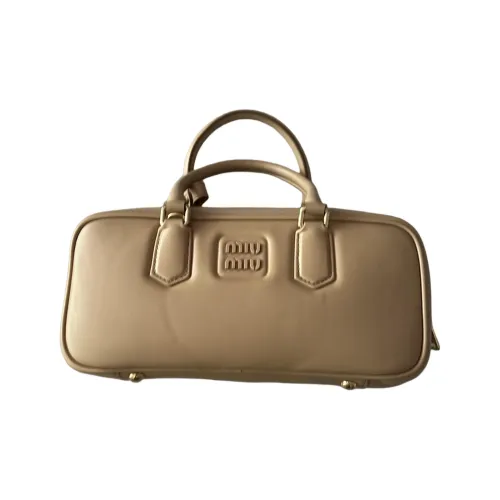 MIU MIU Arcadie Series Кожа и Полиэстер Смесь Одно Плечо Сумка Средний Женский Бежевый