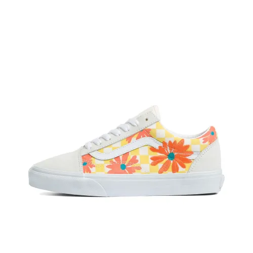 Vans Old Skool Износостойкий и Легкий Низкий Топ Скейтборд Кроссовки Унисекс Белый Желтый Оранжевый