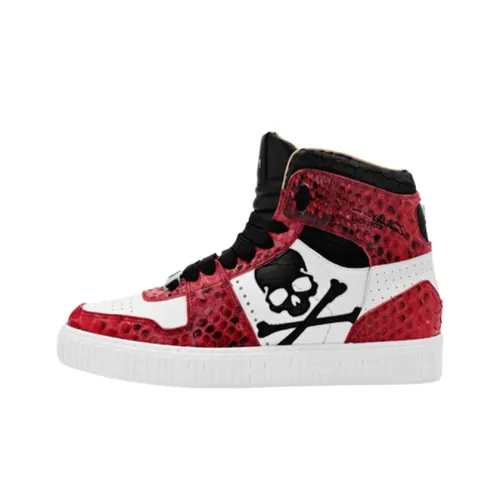 PHILIPP PLEIN Hi Топ Высокие Кроссовки для скейтбординга Мужские Красные Белые