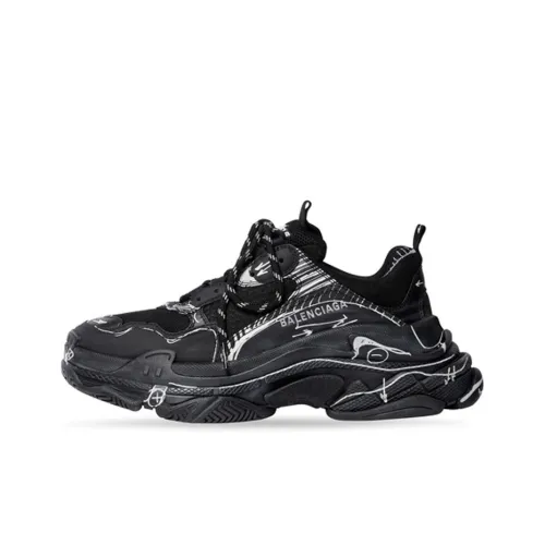 Balenciaga Triple S Low Топ Толстоподошвенные кроссовки Женские Черный