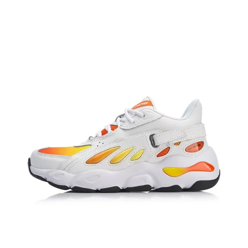 LINING Бабочка Низкий Топ Кроссовки с Толстой Подошвой Женские Белые Апельсиновые