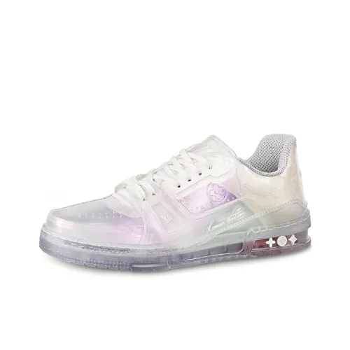 LOUIS VUITTON Тренер Монограмма Flowers Низкий Топ Стильные Скейтбординги Унисекс Белый