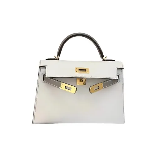 HERMES Mini Kelly 2nd Generation Эпсомская кожа Сумка Kelly Сумка Мини Женская Milkshake Белый Galaxy Gray