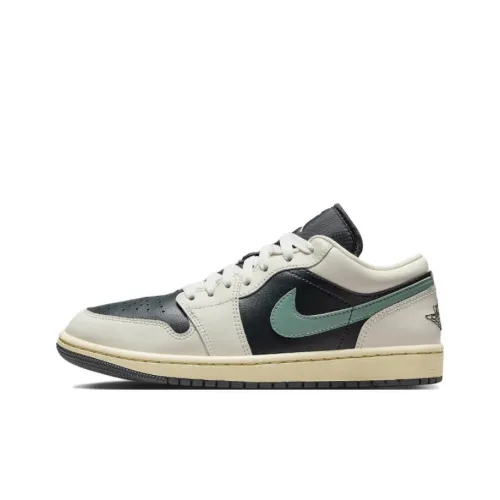 Jordan Air Jordan 1 Винтажные баскетбольные кроссовки Low Топ Черный Зеленый Женские