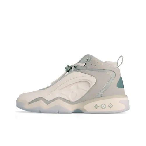 LOUIS VUITTON Trainer 2 Устойчивый к истиранию Высокий Топ Повседневная обувь Мужская Серый Белый