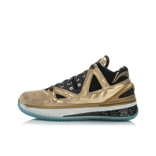 LINING WOW 2 Нелинейная Нижняя Юбка Легкий MID Топ Баскетбольные Кроссовки Мужской Черный Золото