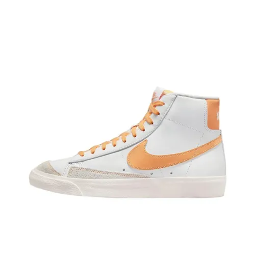 nike Blazer Mid Slip Resistant Abrasion Resistant Легкий MID Скейтбординг Кроссовки Top Белый Оранжевый