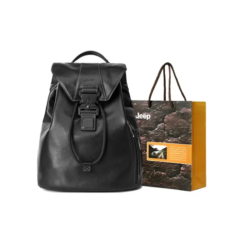 JEEP Рюкзак из натуральной коровьей кожи мужской черный
