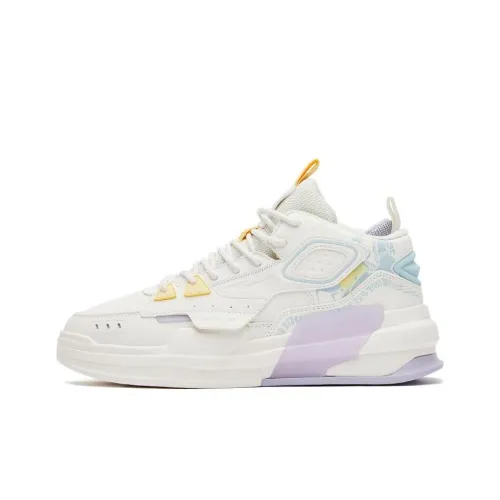 Erke Xun Ночной Банкет Противоскользящие Устойчивые к износу MID Топ Скейтборд Кроссовки Женские Белые Фиолетовые