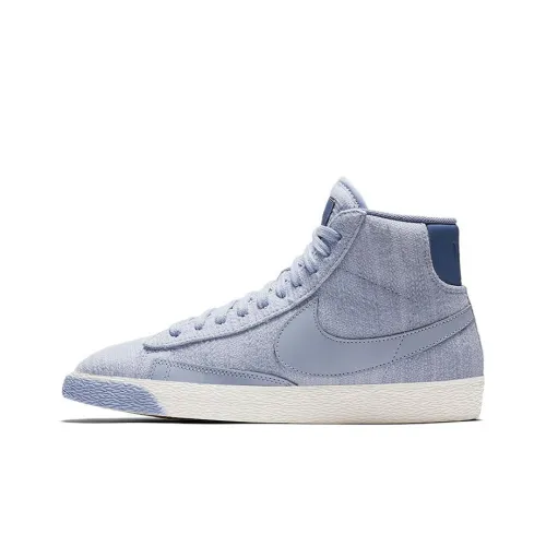 nike Blazer Премиум Slip-resistant Abrasion-resistant MID Топ Скейтборд Кроссовки Unisex Light Blue