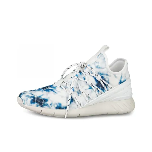 LOUIS VUITTON Fastlane MONOGRAM DENIM Галстук Краситель Низкий Топ Повседневная Обувь Мужская Синий Белый