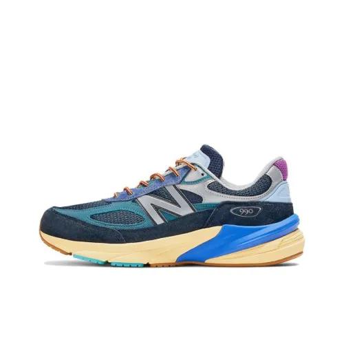 Action Bronson x New Balance NB 990 V6 Low Топ Повседневный Городской Коммутирование Беговые кроссовки Унисекс Синий и серебристый Сделано в США