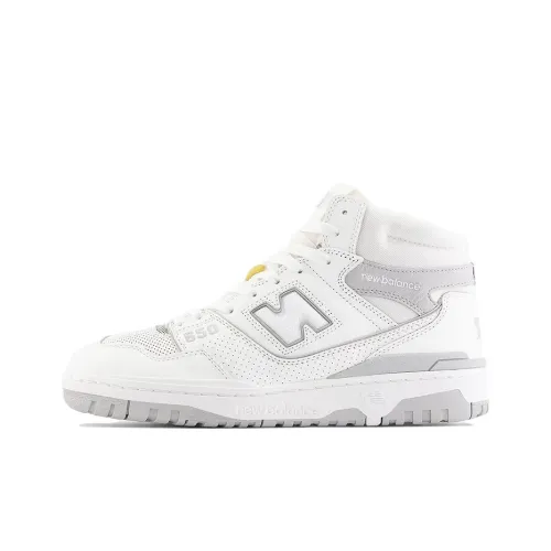 New Balance NB 650 Амортизация Износостойкий Высокий Топ Винтажные Баскетбольные Кроссовки Унисекс Белый Серый