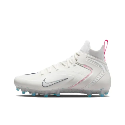 nike Alpha Huarache 8 Elite Shock Absorbers Противоскользящие Устойчивые к истиранию Высокий Топ Хоккейная Обувь Белый Синий Розовый