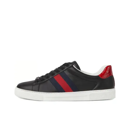 GUCCI Ace Low Топ Скейтборд Кроссовки Мужские Черные
