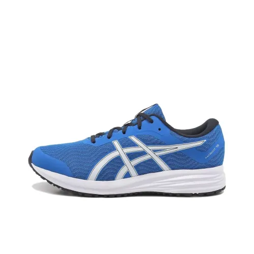 Asics Patriot 12 Устойчивый к истиранию Дышащий Противоскользящий Низкий Топ Беговые кроссовки Синий Белый