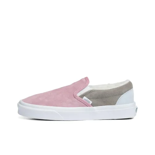 Vans Slip On Series Свинья Suede Sherpa Low Top Скейтборд Кроссовки Unisex Розовый Серый